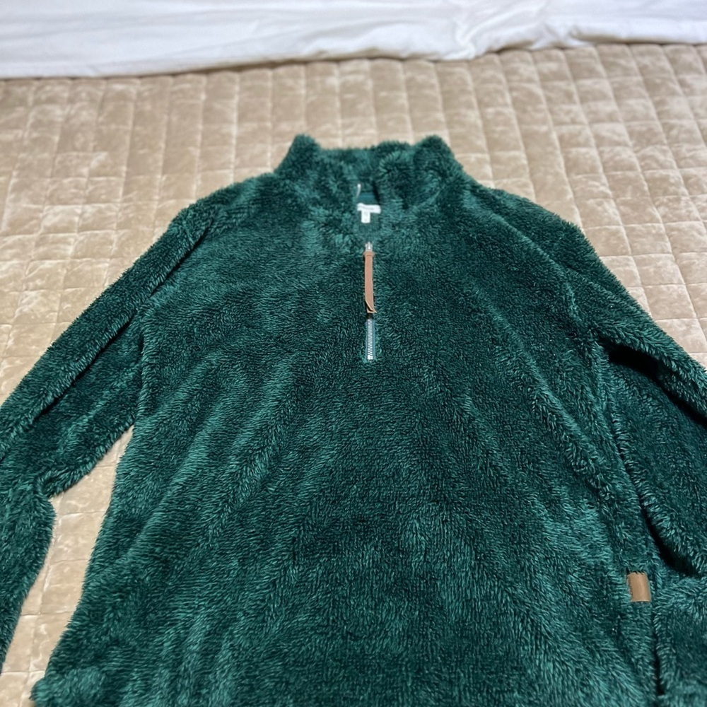 Forest Green Cowl Neck Sweater with Plush Texture
